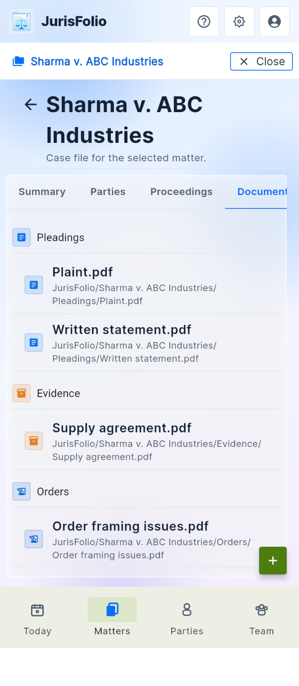 Document folders on a phone