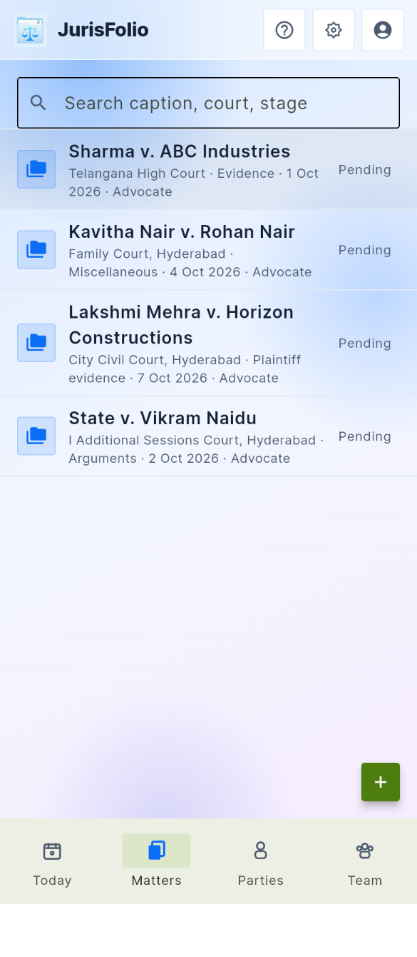 Matter list on a phone
