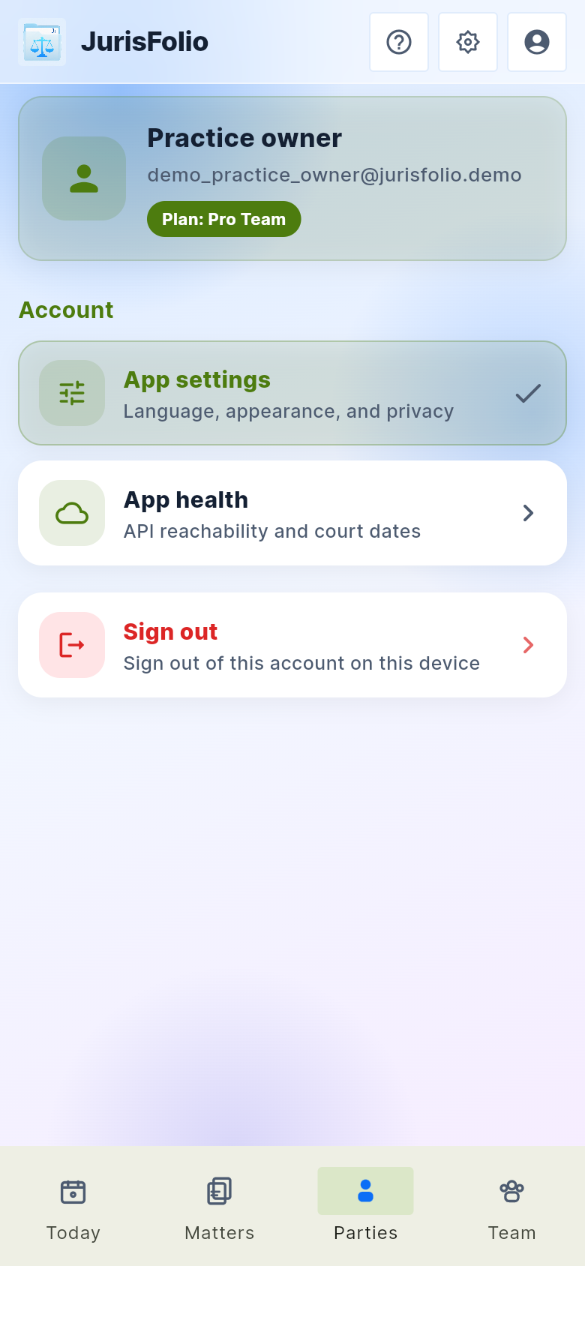 Account and sign-out on a phone